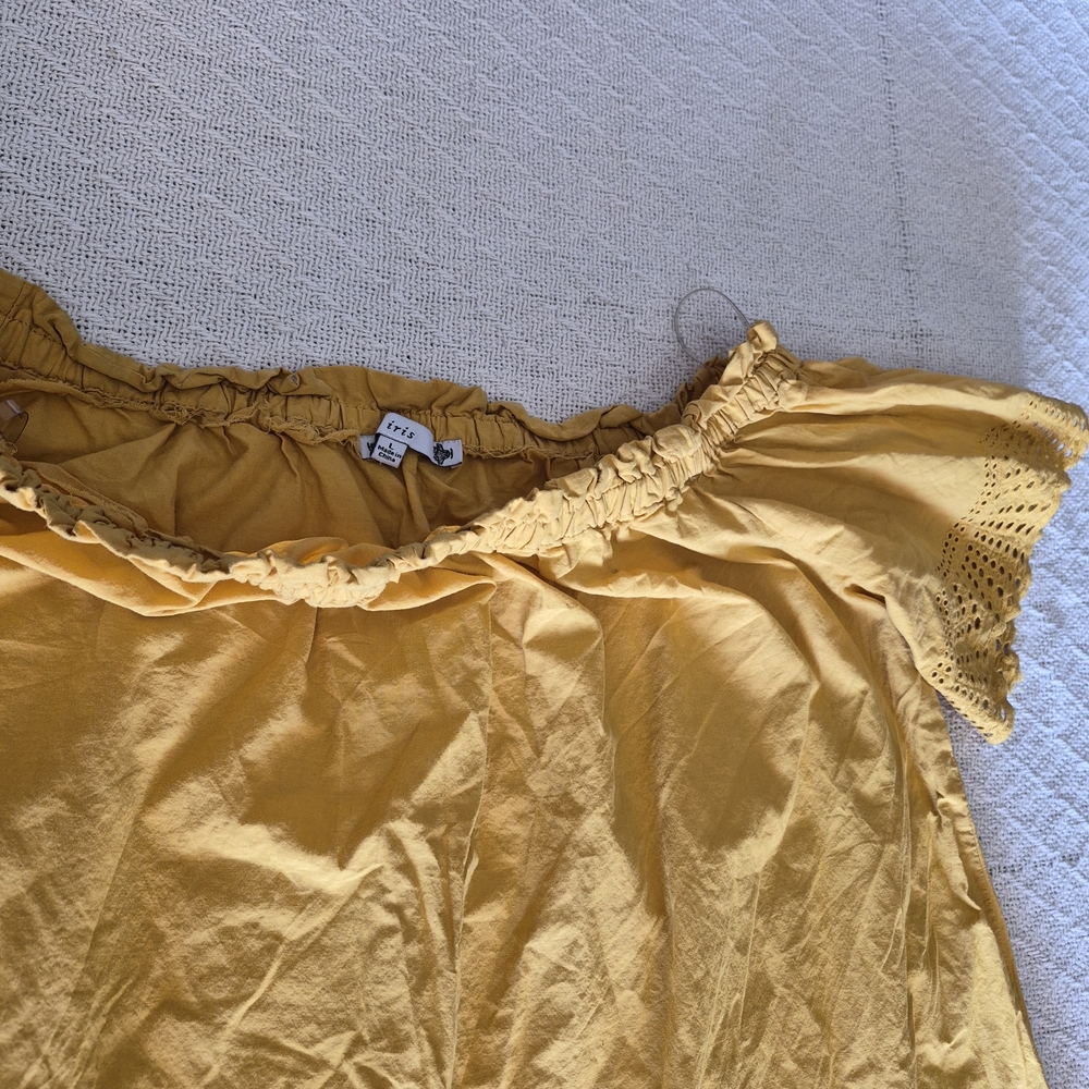 Yellow Off-Shoulder Dress with Eyelet Details - Picture 4 of 5